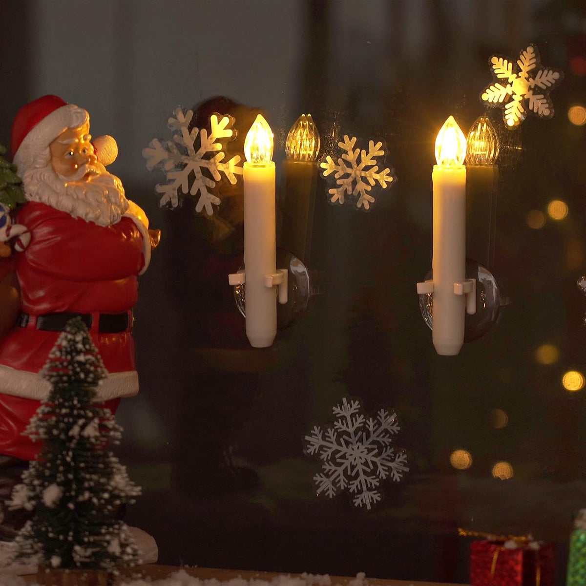 Homemory 12PCS Christmas LED Window Candles with 6h Timer, 2X Brighter Flameless Taper Candle with Suction Cups Battery Operated for Window, Flickering Candlesticks for Christmas Home Wedding Decor