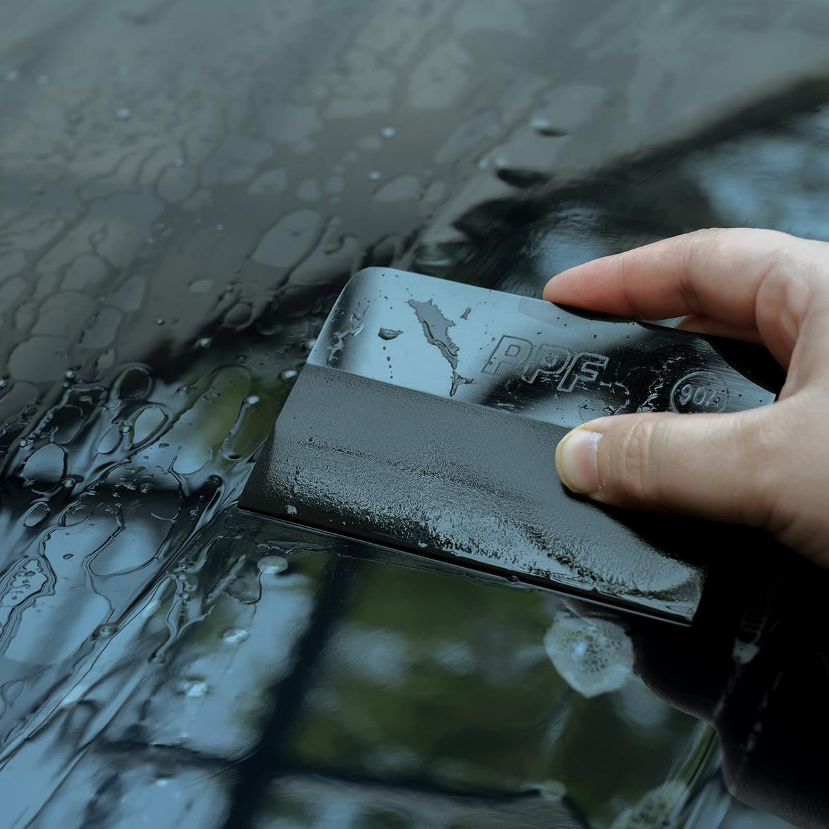 FOSHIO PPF Squeegee for Vinyl, Black 90A Hardness Medium Size Anti-Scratch TPU Rubber Window Tint Squeegee for Paint Protection Film, Car Window Tinting