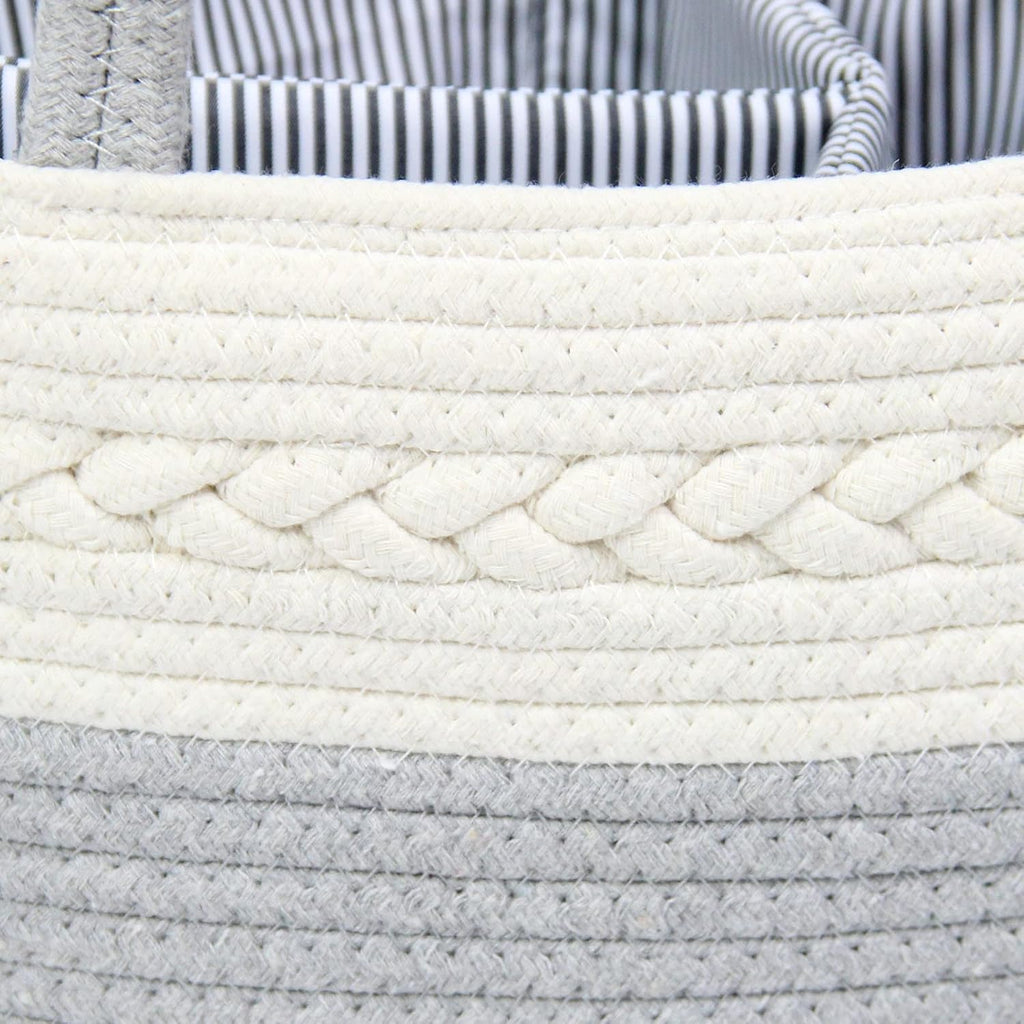 Casaphoria Caddy Organizer - Cotton Rope Basket with Removable Inserts, Soft Storage Caddy for Gifts, Cream and Gray