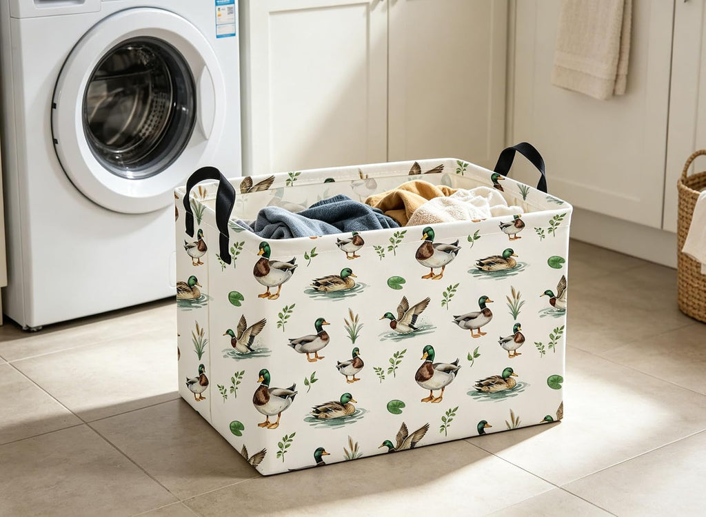 Rectangular Mallard duck Baskets Kids Basket Cute Storage Bins Organizer Box Girls Room Decor for Home.(Mallard duck)