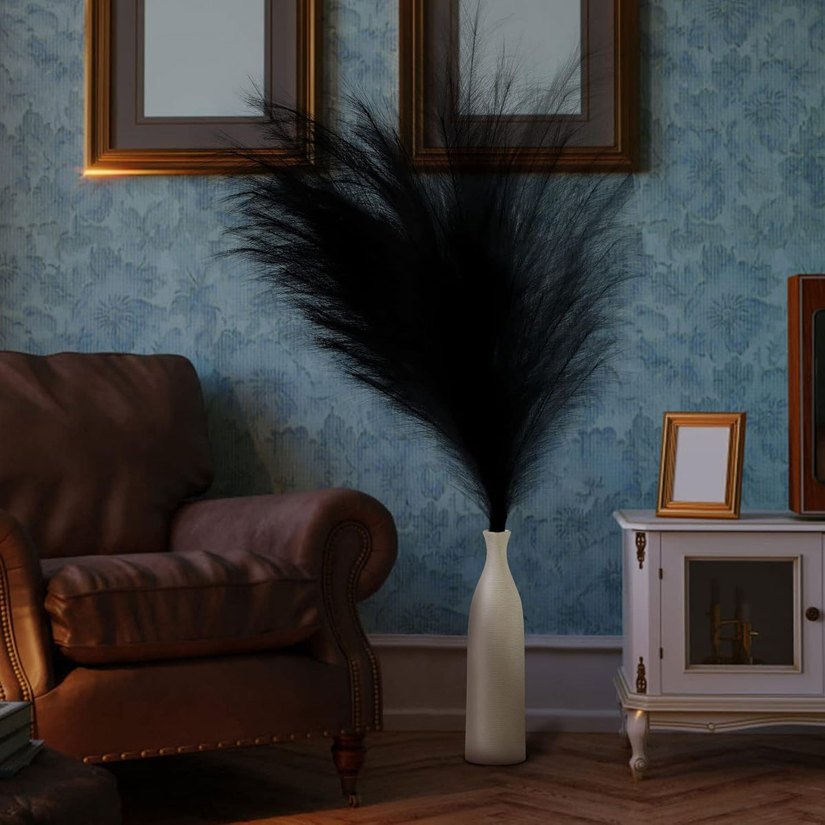 onecircle Black Pampas Grass,3 pcs of 43'' Dried Pampas Grass with Tall and Fluffy Decor Suitable for Boho Décor (Black)