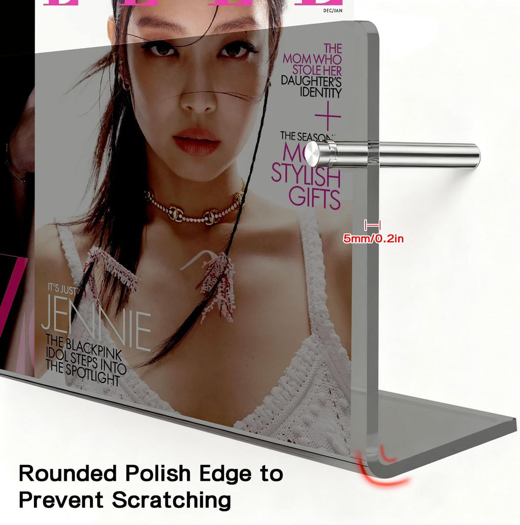 2-Pack 17" Black Acrylic Wall Mount Magazine Holder Rack Floating Shelf