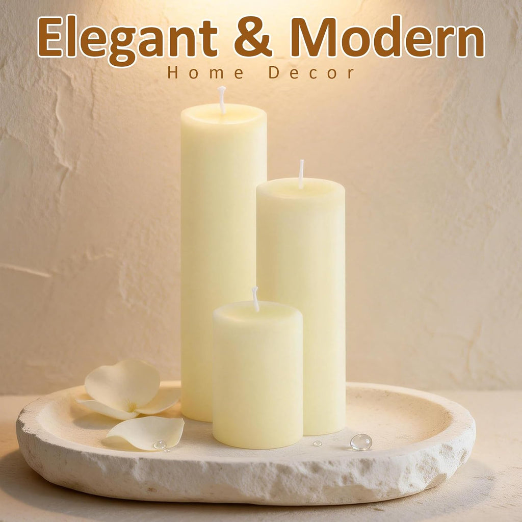 48-Pack Ivory Unscented Pillar Candle Set