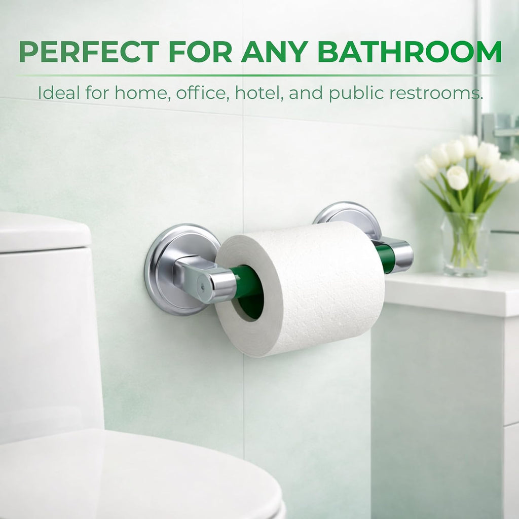 Green Spring-Loaded Toilet Paper Rod 7" Bathroom Tissue Holder