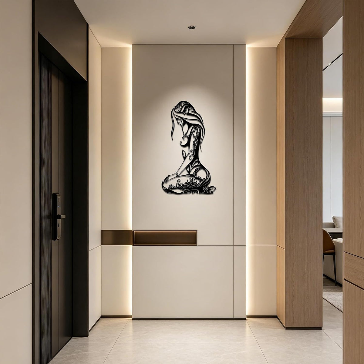 Xedatric Abstract Metal Wall Art for Home.Black.25.2 * 14.8 inches.