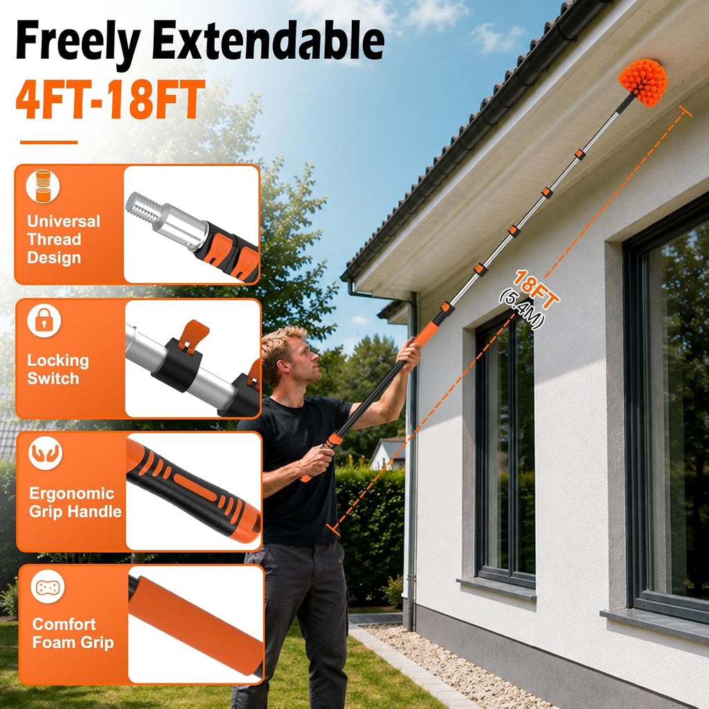Cobweb Duster with Extension Pole, 18FT Spider Web Brush