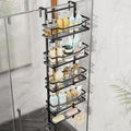 SWTYMIKI Over the Door Shower Caddy - 5 Tier Adjustable Shower Organizer Hanging with Soap Holder, No Drilling Stainless Steel Bathroom Rack Hanging for Body Wash, Shampoo, Soap, Razor, Black