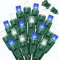 LAMPHOME Blue White Christmas String Lights, 25FT 50LED Commercial Extendable Mini Fairy Lights Plug in for Christmas Tree, Xmas Garland, Wedding, Halloween, Indoor Outdoor Patio Garden Home Decor