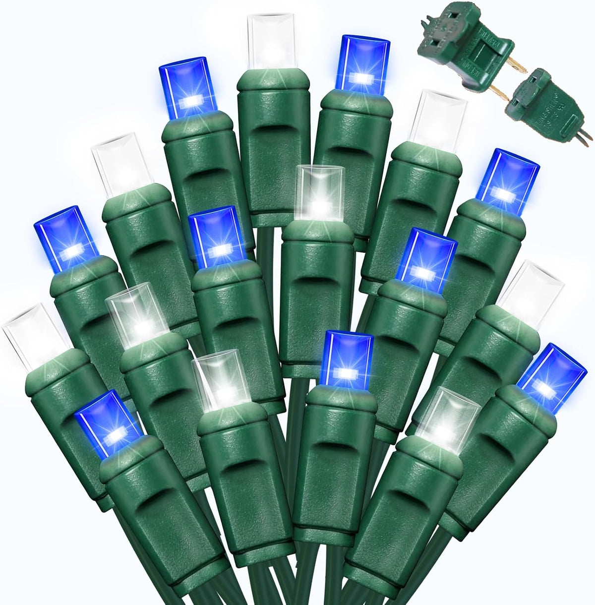 LAMPHOME Blue White Christmas String Lights, 25FT 50LED Commercial Extendable Mini Fairy Lights Plug in for Christmas Tree, Xmas Garland, Wedding, Halloween, Indoor Outdoor Patio Garden Home Decor