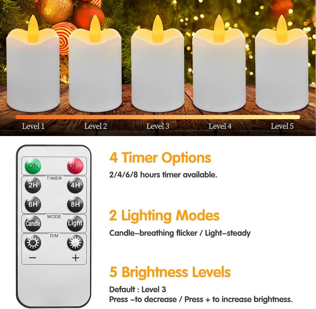 Rechargeable Tea Lights Flameless Candles with Remote & Timer, 6-Pack