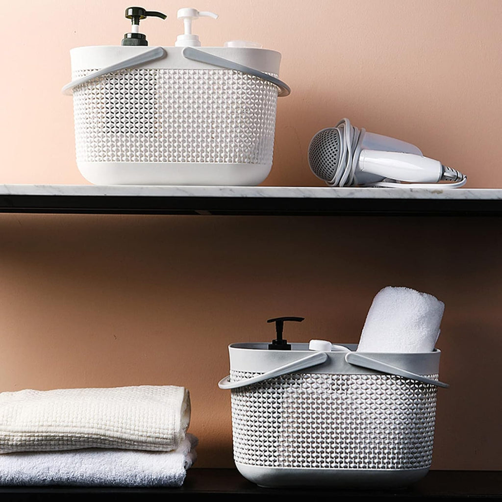 Plastic Portable Shower Caddy Basket, Storage Organizer, Grey, 2 Pack