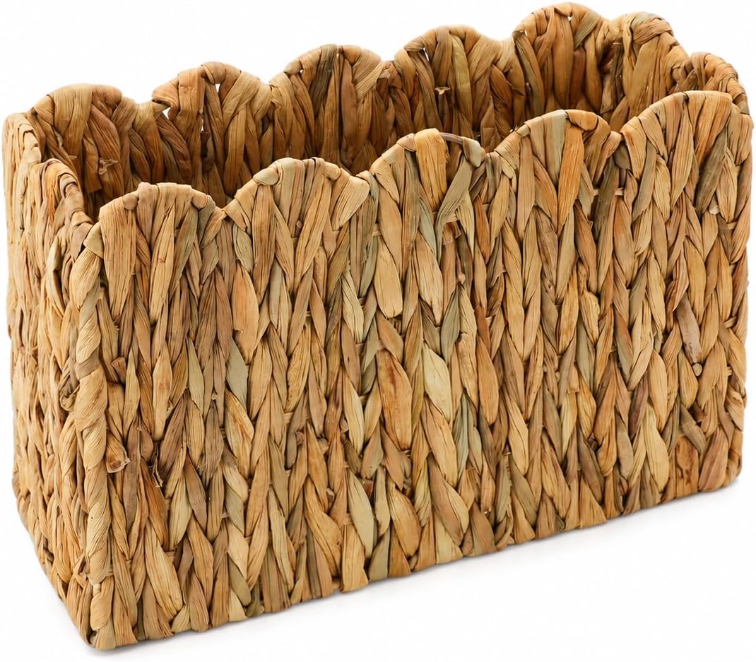 Water Hyacinth Magazine Holder, Tall Narrow Wicker Basket