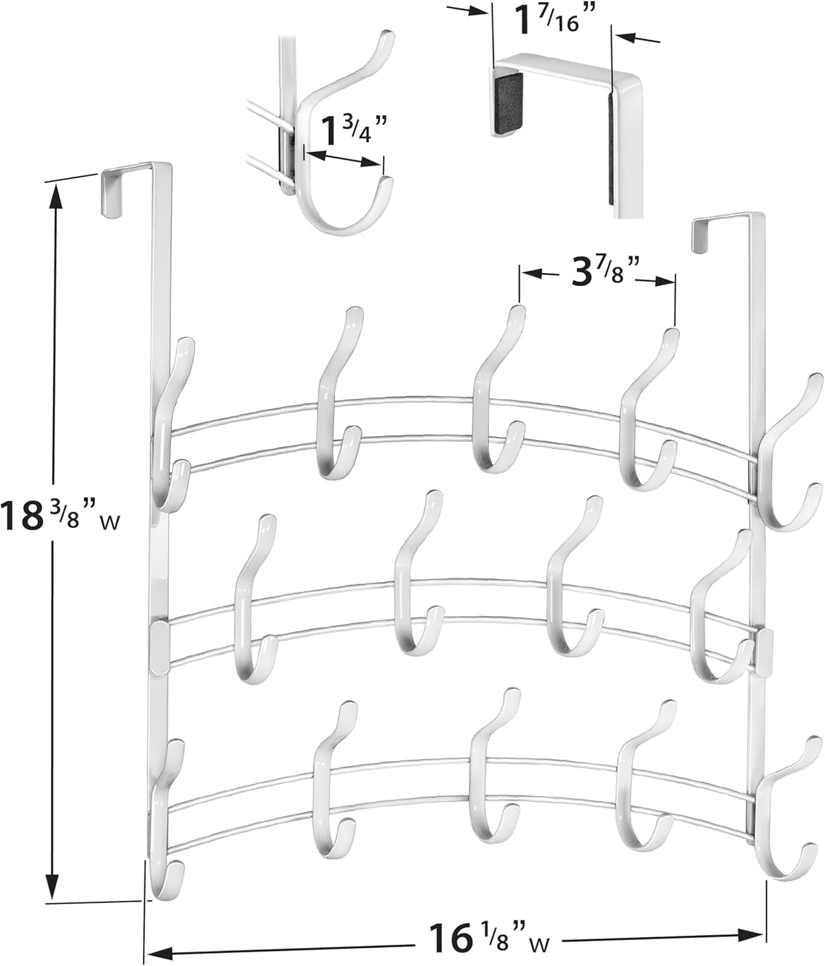 LYNK Professional® Home™ Over the Door Hooks - 28 Hook – Over the Door Coat Rack - Over the Door Hanger - Hanging Towels or Clothes - Bathroom, Bedroom, Laundry Room - Lifetime Ltd. Warranty, White
