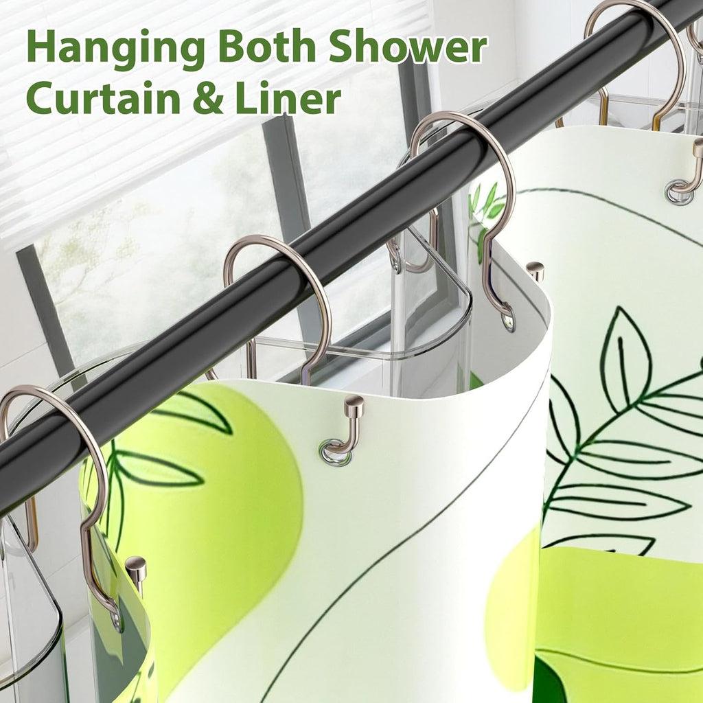 Goowin 24 Pack Shower Curtain Hooks, Simple Shower Curtain Rings, Sturdy Shower Curtain Hangers, Double Hook Shower Curtain Hooks, Smooth Gliding Metal Shower Hooks for Shower Curtain, Nickel