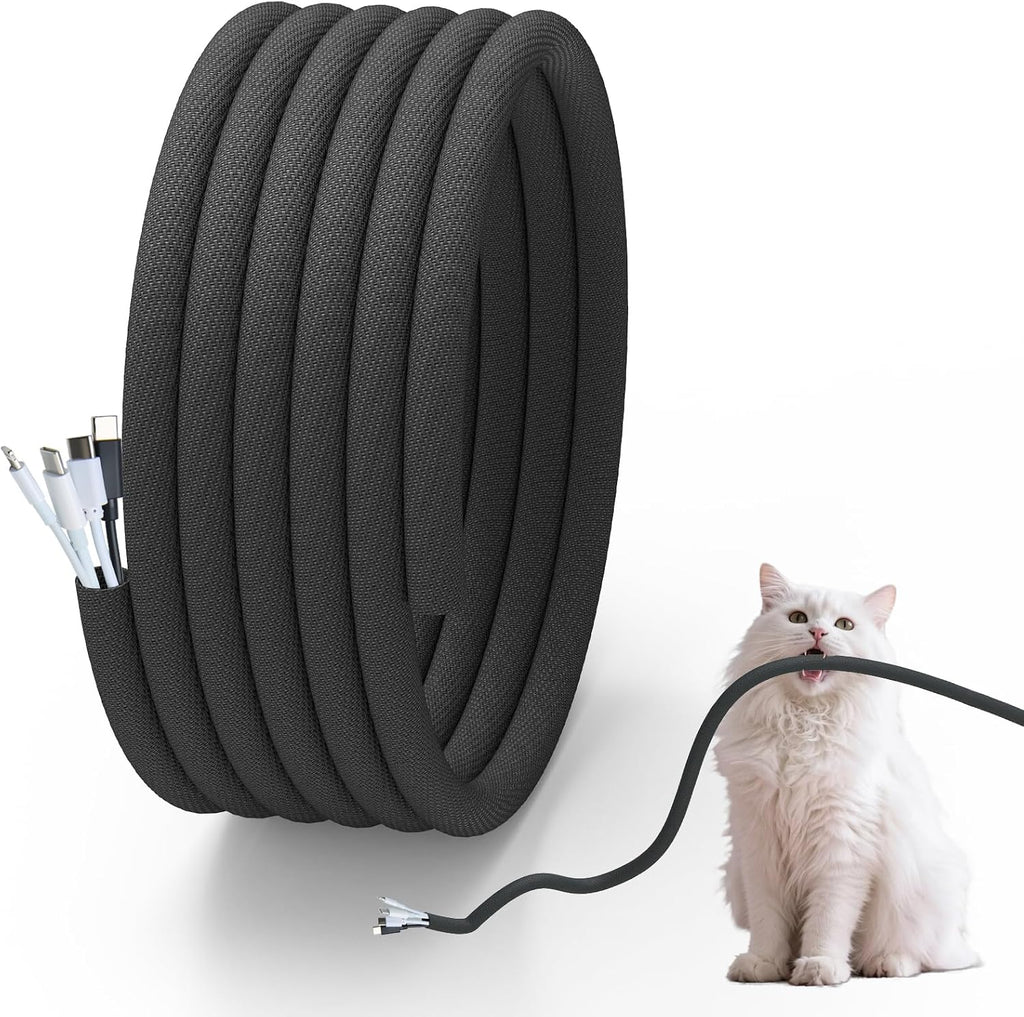 Cord Protector for Pets, Wire Protector 10FT-1/2 inch-Black
