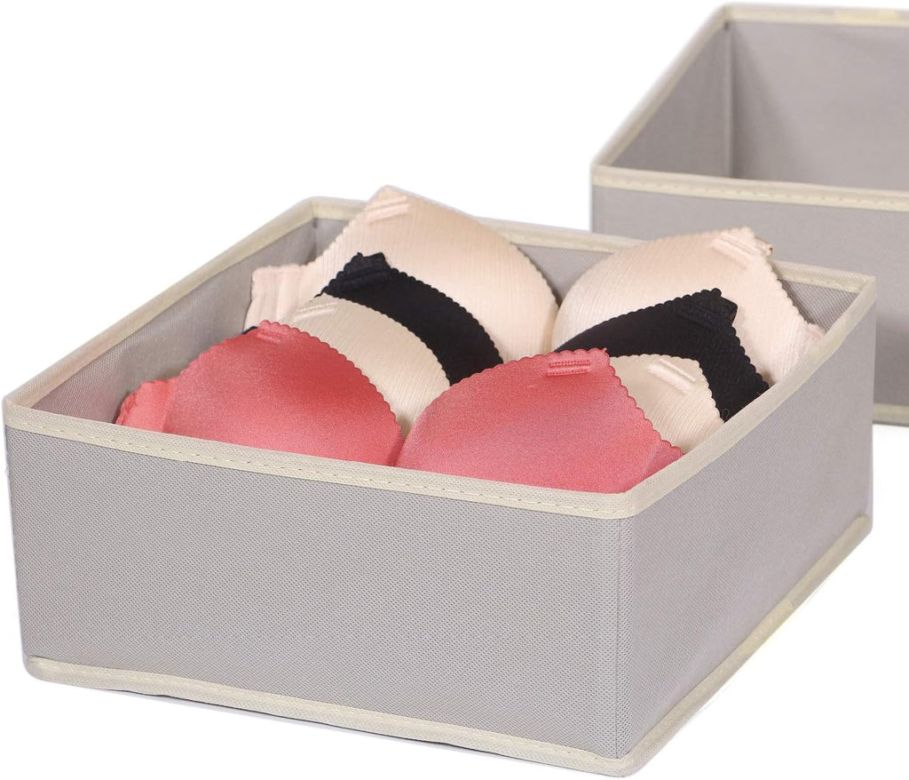DIOMMELL Foldable Cloth Storage Box Closet Dresser Drawer Organizer Fabric Baskets Bins Containers Divider for Clothes Underwear Bras Socks Clothing,Set of 9 Grey 900