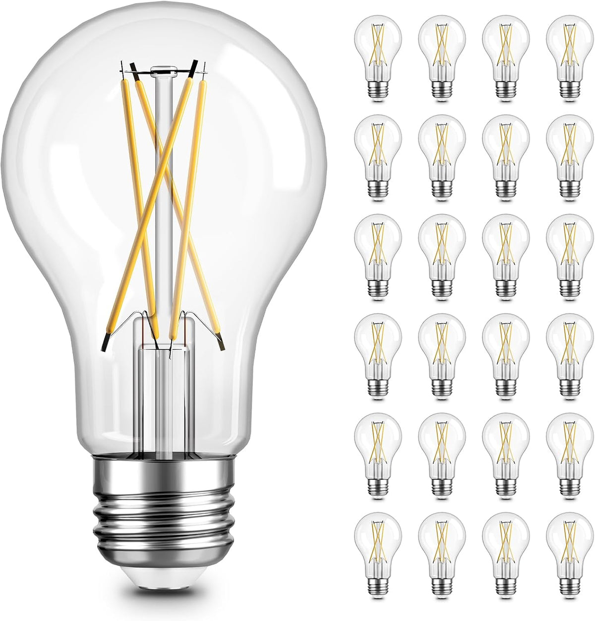 TJOY A19 LED Edison Light Bulb, E26 Dimmable Bulb, 60W Equivalent, 24 Pack