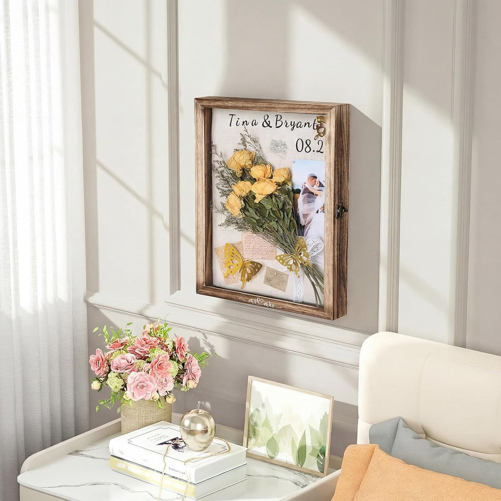 Yookeer 12x16'' Large Shadow Box Wedding Flower Display Case Frame, Brown