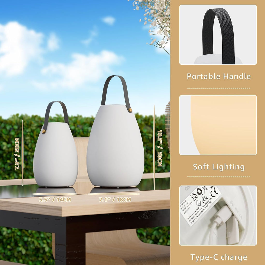 uuffoo 2 Pack Rechargeable Portable Table Lamp with Remote