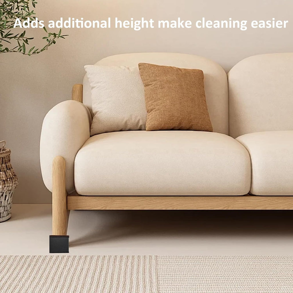 4PCS 1.2Inch Self-Adhesive Square Furniture Riser, Black Carbon Steel Bed Table Sofa Lift Riser, Heavy Duty Couch Cabinet Riser, Adds 1.2 Inch Height with Felt Pad