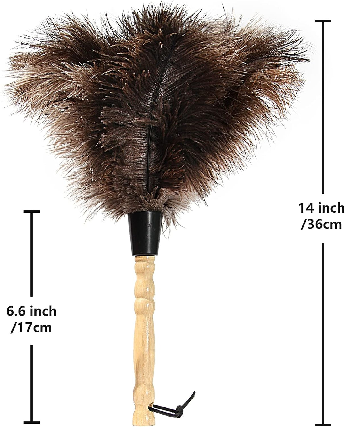 Ostrich Feather Duster 14 inch Fluffy Natural Genuine Ostrich Feathers with Wooden Handle and Eco-Friendly Reusable Handheld Ostrich Feather Duster for Cleaning Supplies(5PCS)