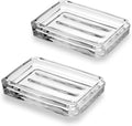 WHJY 2 Pack Glass Soap Dish - Rectangular Soap Bar Container - Transparent
