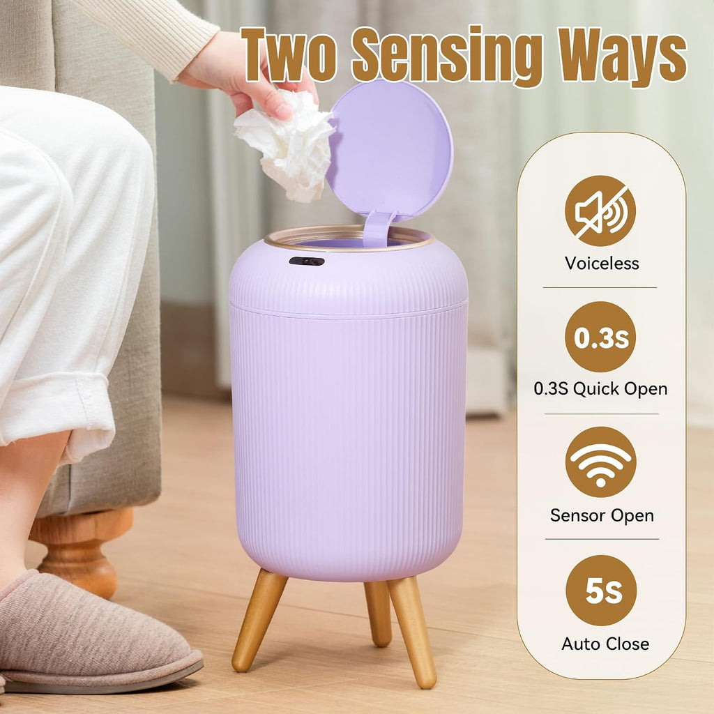 Bathroom Trash Can Automatic Touchless,3 Gallon Purple Gabage can