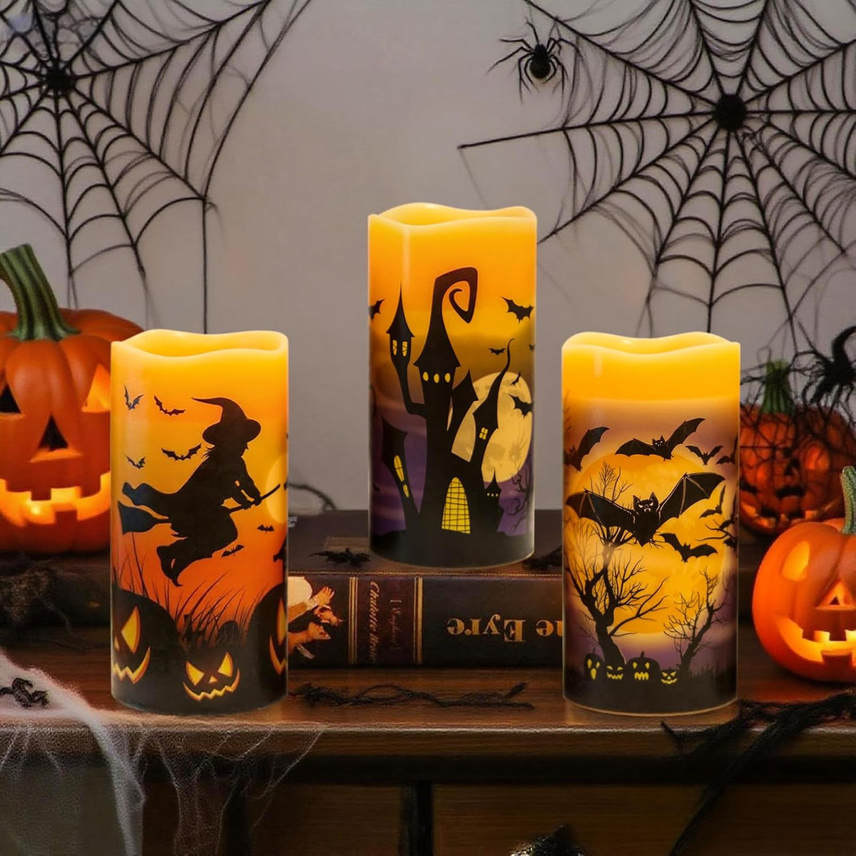 Rechargeable Halloween Flameless Candles with 6 Hour Timer