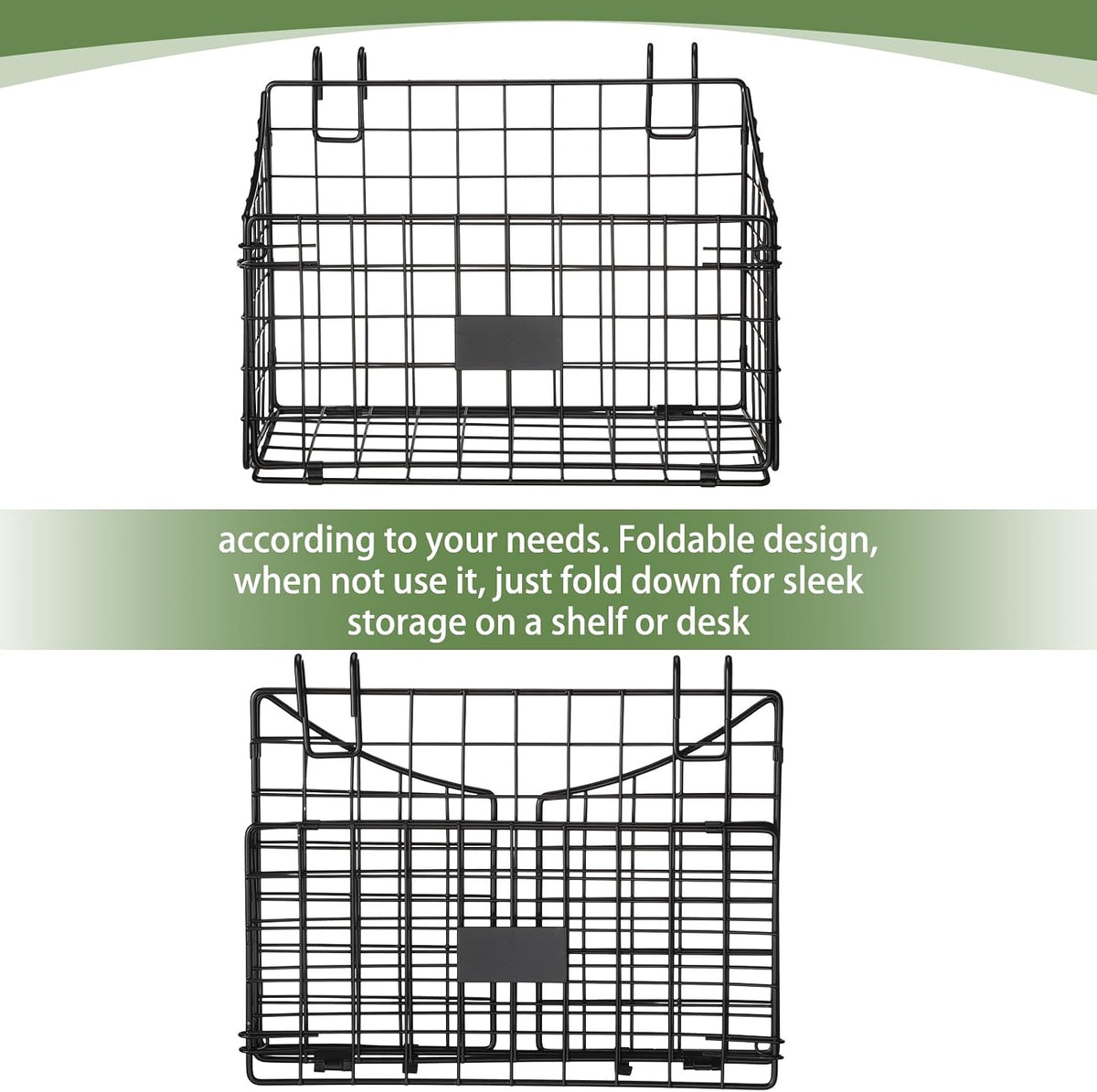 Blulu 4 Pcs Grid Wall Baskets, Wire with Hooks for Hanging, 11 x 8 x 6 Inch