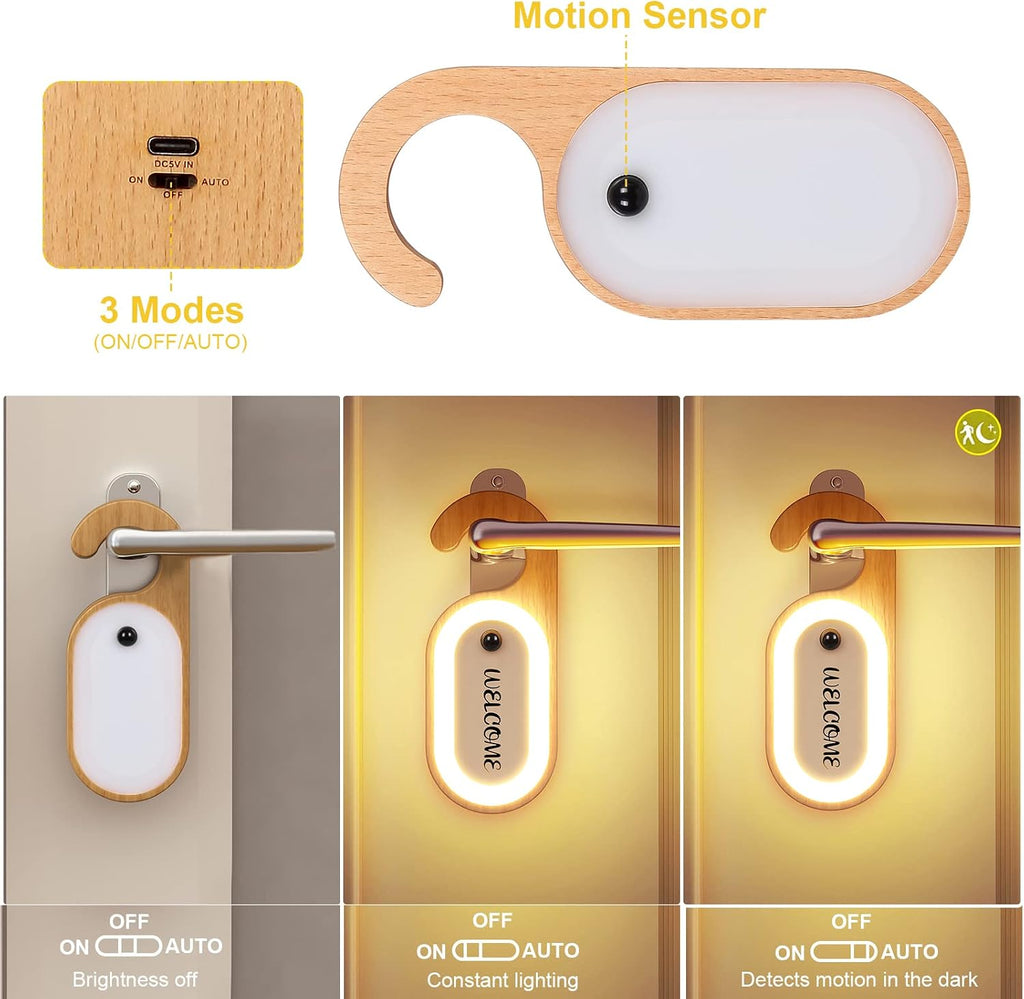 Rechargeable Motion Sensor Night Light Indoor, Wireless Door Light