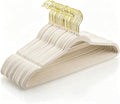 Heavy Duty Velvet Hangers 30 Pack - Non-Slip, Space-Saving Clothes Hangers for Coat/Suit with 360° Rotating Gold Hooks, Durable Premium Felt Hanger for Closet Organization- Ivory
