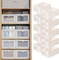 Linen Closet Organizers And Storage, 10 Pack Closet Storage Bins Linen Closet Baskets for Closet Organization Foldable Closet Organizer Bins with Clear Window For Organizing Clothing, Shelves, Jeans