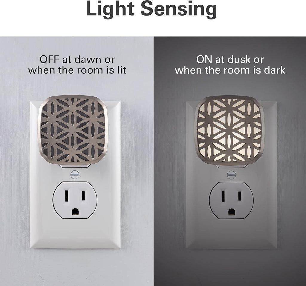 Lights By Night Decorative LED Night Light, Brushed Nickel Flower Design