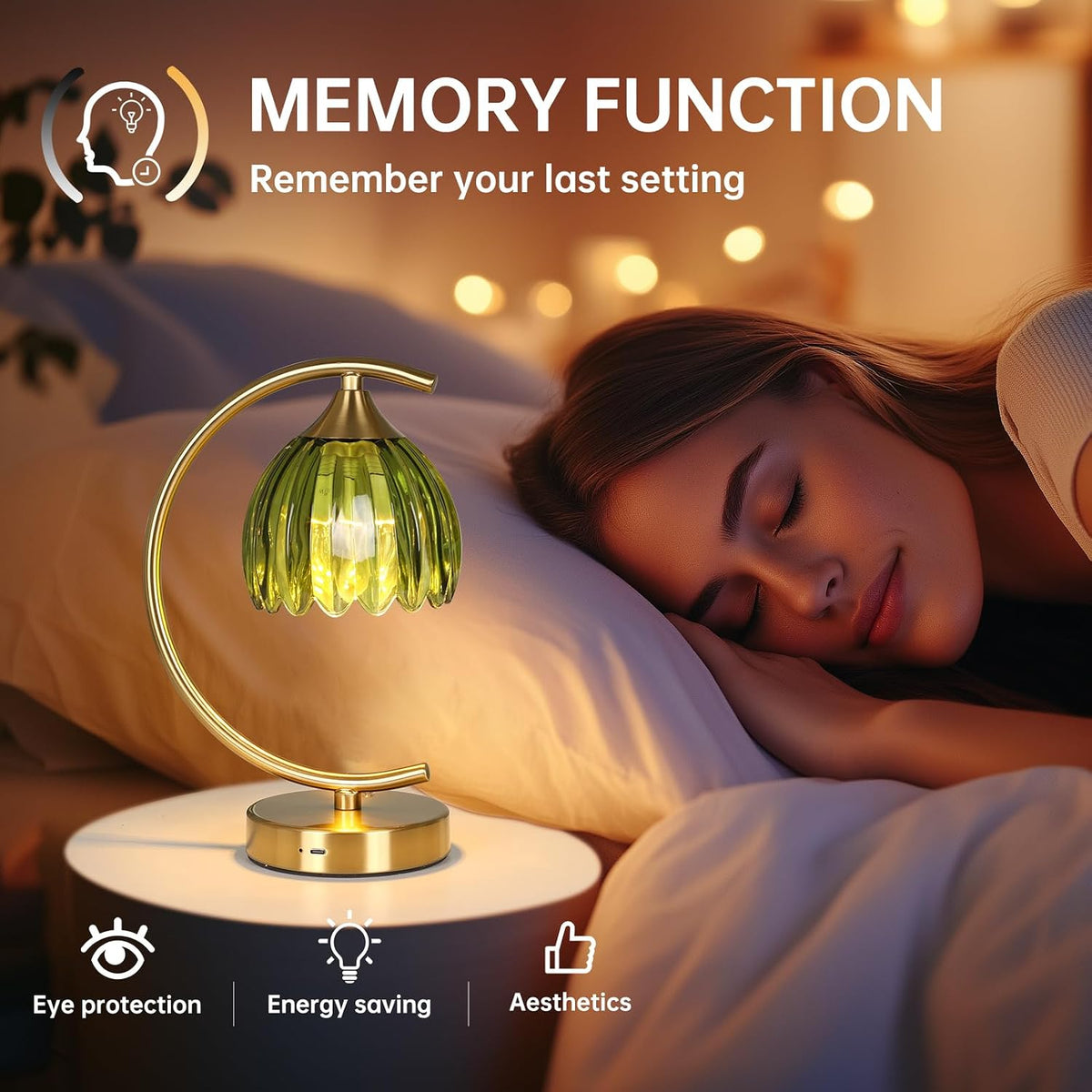 Shenmoyl Tulip Table Lamp, 5200mAh Cordless Touch Control Table Lamp with 3 Color Temps & Stepless Dimming, Rechargeable Battery Table Lamp for Living Room, Bedroom, Office, Shelf (Green Tulip)