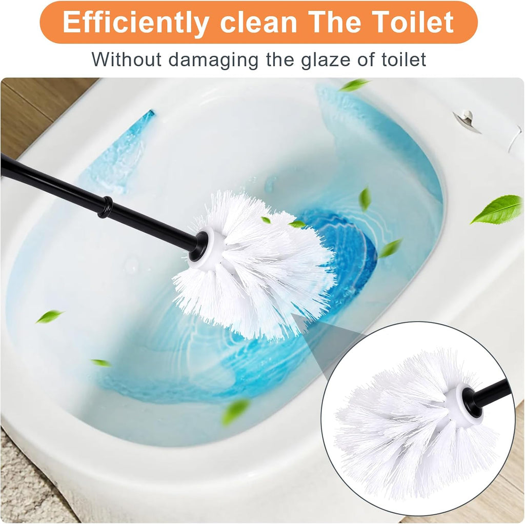 Golden Retriever Toilet Brush and Holder Set, Cute Dog Toilet Bowl Brush with Replaceable Brush Head Decorative Bathroom Cleaning Brush with Drip Tray Space-Saving Bathroom Decor for Home Apartment RV