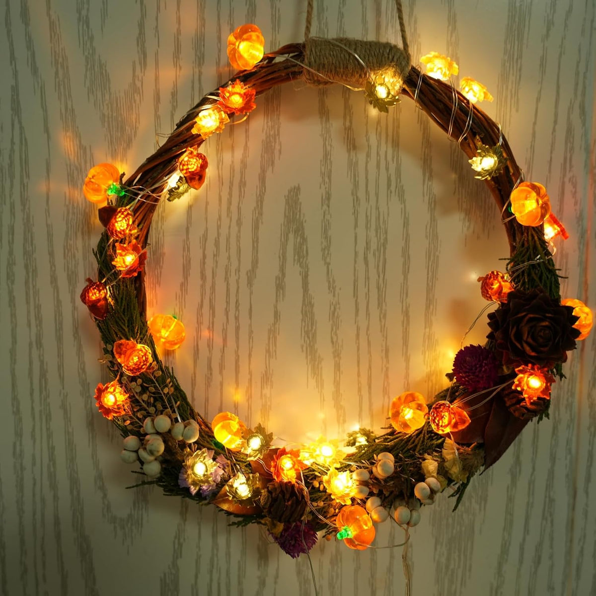 Fall Decor Lights 10Ft 30 LEDs Thanksgiving Decoration Battery Operated Acorn 3D Pumpkin Maple Leaf String Lights Fall Lights for Home Autumn Garland Harvest Halloween Party Christmas