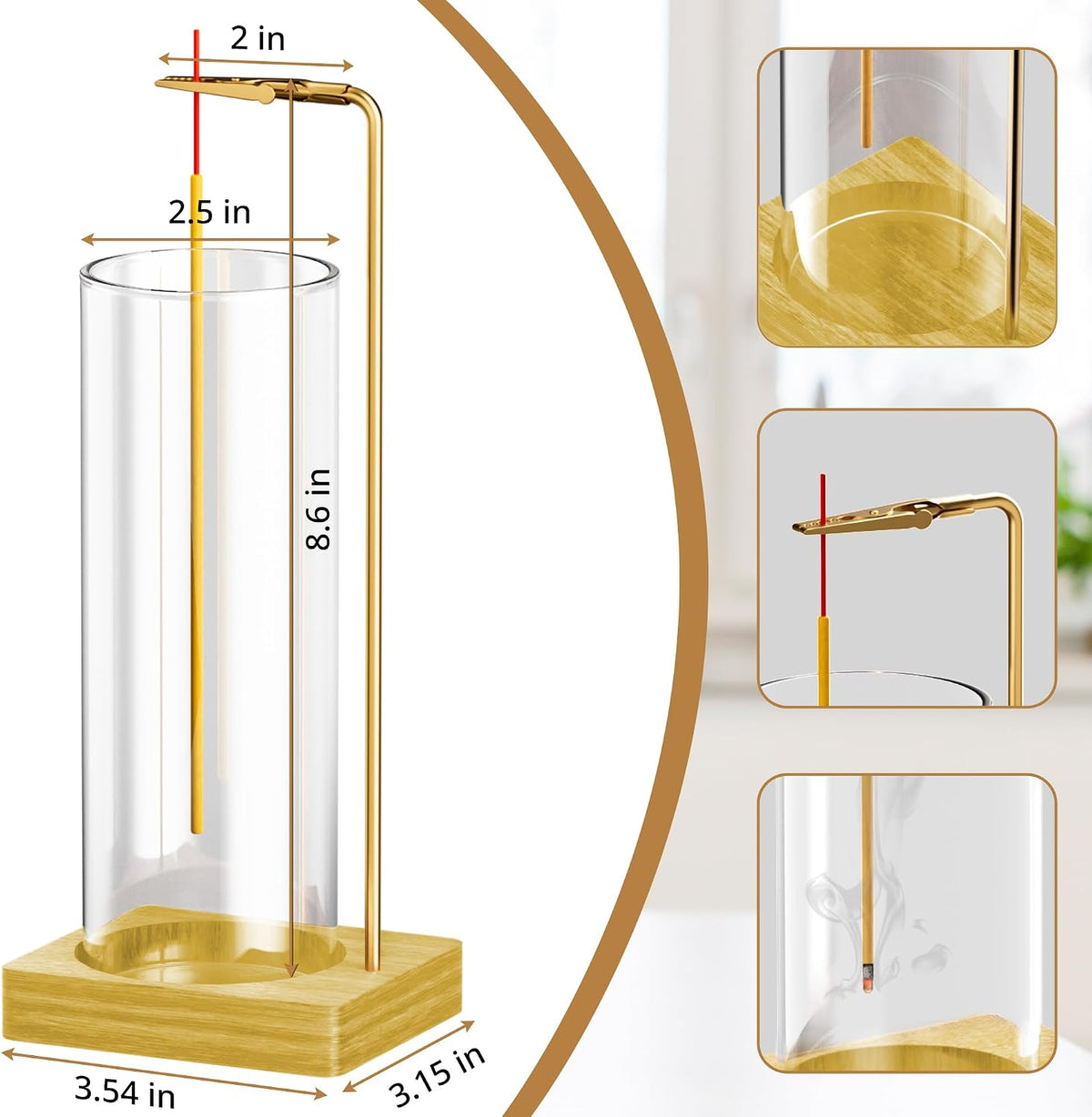 HzTinT Incense Holder for Sticks, Anti-Ash Flying Wooden Incense Burner