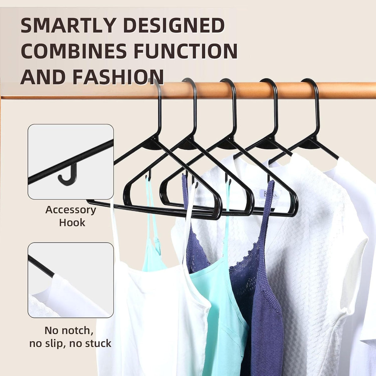 Plastic Hangers 60 Pack Pink, Space Saving Slim Clothes Hangers for Shirts and Dresses, Closet Organizer