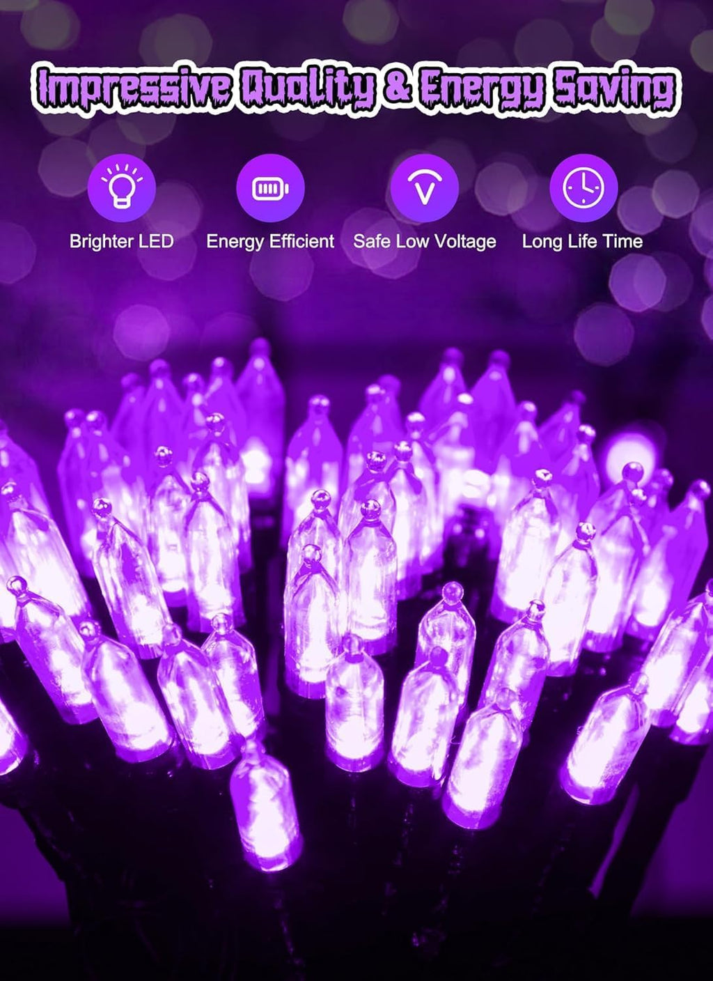 Brightown Purple Battery Operated Christmas String Lights with Timer