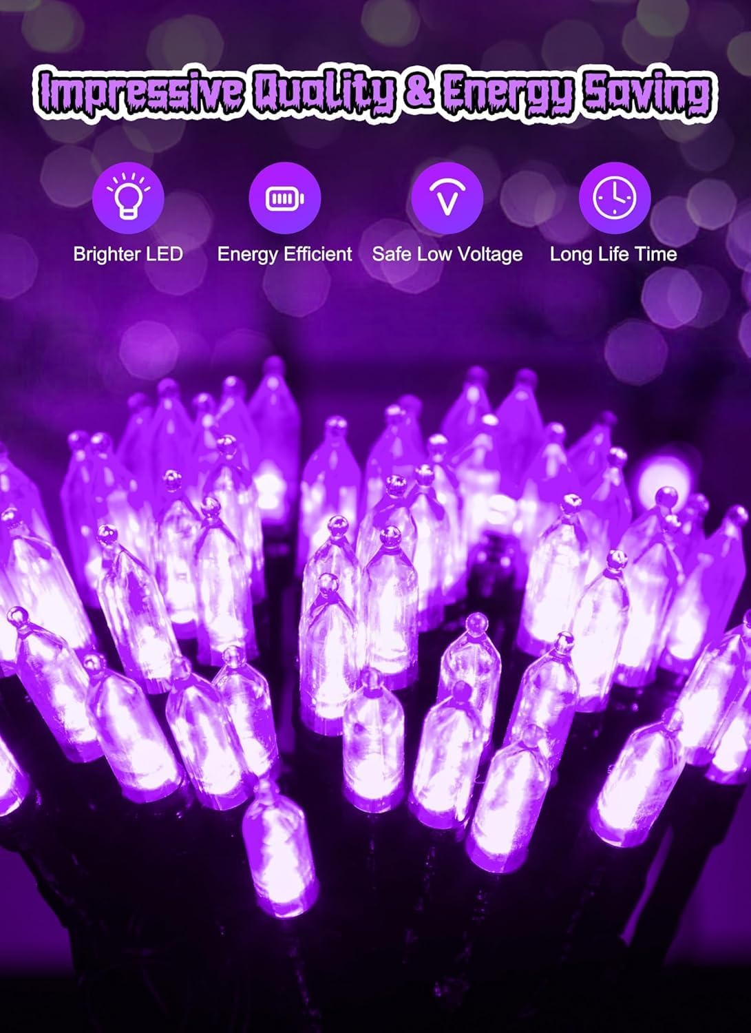 Brightown Purple Battery Operated Christmas String Lights with Timer