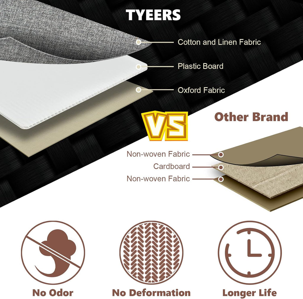 TYEERS Extra Large Collapsible Storage Bins with Lids and Compartments, Washable, Fabric Storage Boxes, 21.7x13x11.8 inches, 1 Pack, Gray