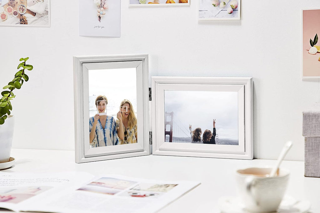 Double 5x7 Vertical Horizonta Frame, White Decorative Wood Frame