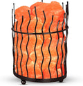 Himalayan Glow Natural Himalayan Salt, Tall Round Metal Basket lamp with Touch Dimmer Switch | 6-8 lbs, Amber Glow, Idle for Gift, Decor & Desk