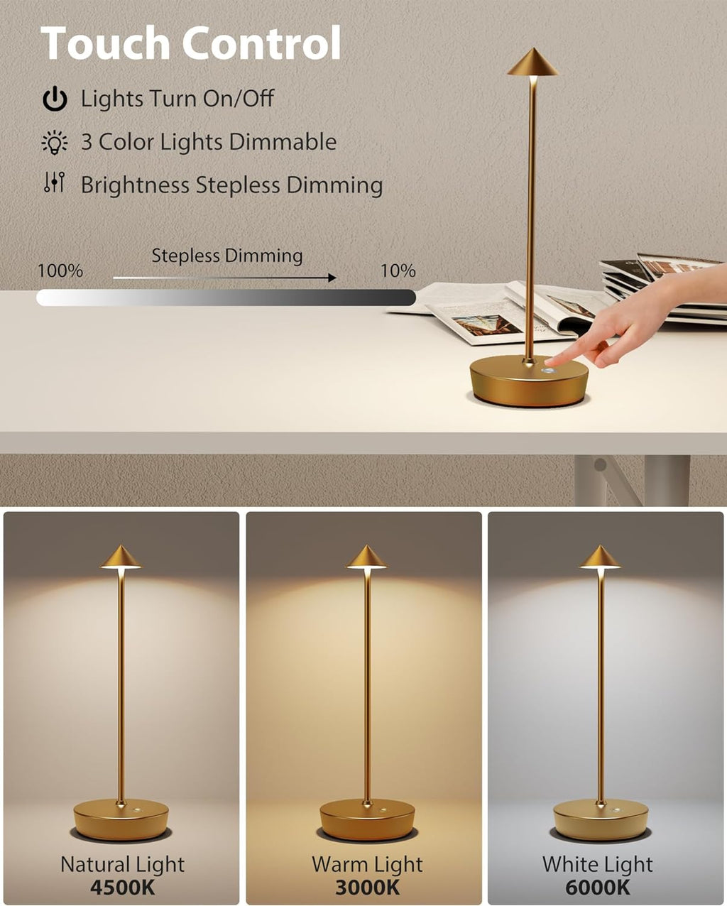 LED Cordless Rechargeable 6000mAh Battery Outdoor Table Lamps