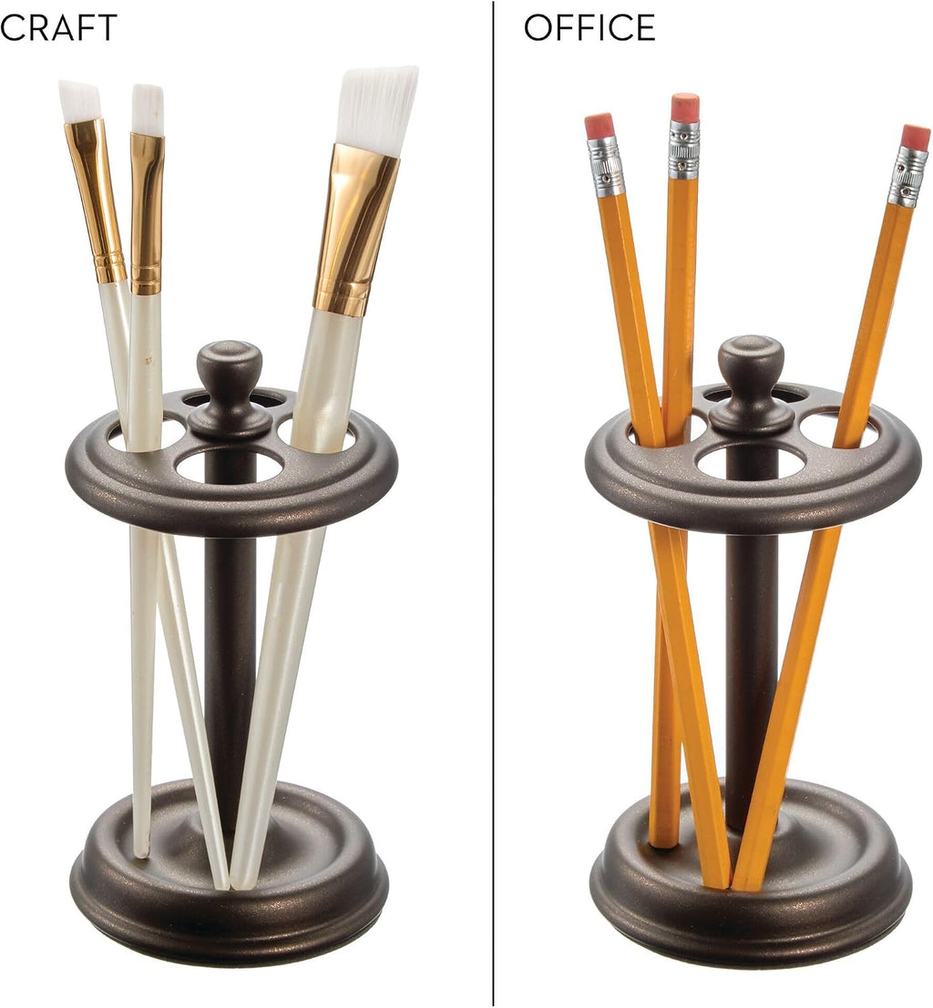 iDesign Metal Toothbrush Holder - Bathroom Cup for Bathroom Organization, The York Collection - 3.25" x 3.25" x 5.75", Bronze