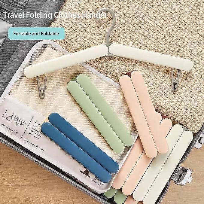 4 Pack Foldable Travel Hangers with Hidden Clips(White)