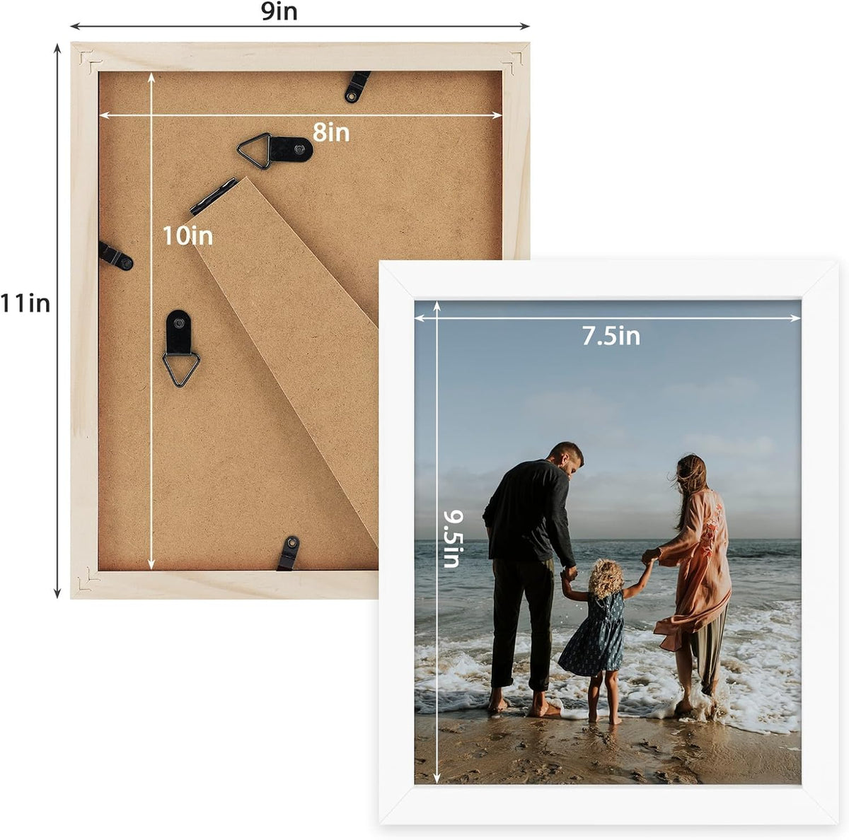 Golden State Art 8x10 White Picture Frame,Solid Wood&Real Glass,Fit 8x10