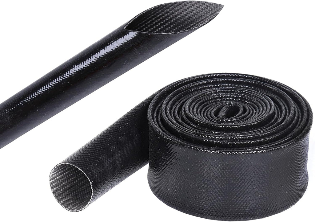 Silicone Fiberglass Sleeve High Temperature Heat Shield Wire Protective Electrical Insulation Self-extinguishing Black (3/4"-16ft)