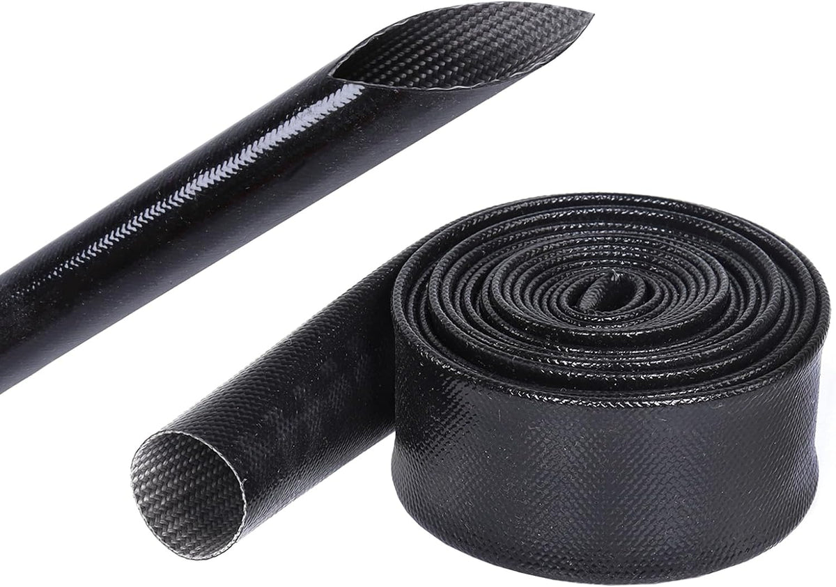 Silicone Fiberglass Sleeve High Temperature Heat Shield Wire Protective Electrical Insulation Self-extinguishing Black (3/4"-16ft)