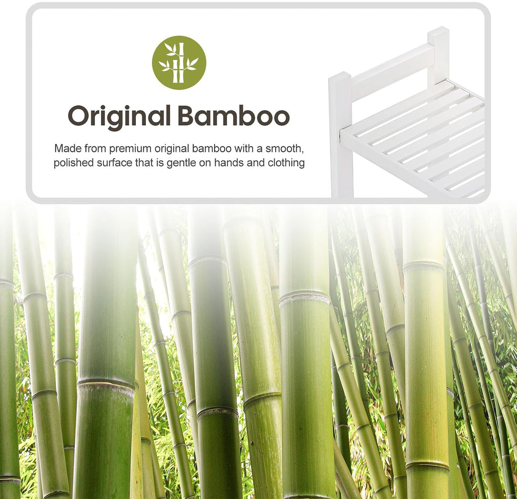 Homde Bathroom Over Toilet Storage Rack: Adjustable 4-Tier Bamboo (White)